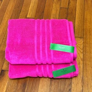 NWT Kate Spade Bight Pink Bath Towel - Set of 2 -Hot Pink